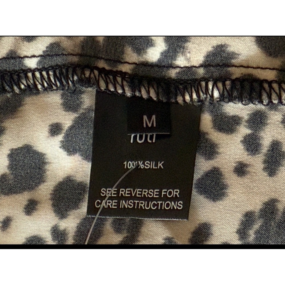 Ruti Womens Silk M Leopard Print Blouse Oversized V Neck Designer Top - Picture 7 of 8
